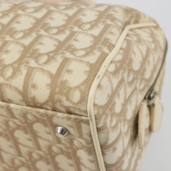 Christian Dior Trotter Canvas Romantic Handtasche PVC Beige Silber Auth 165275V