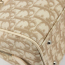 Christian Dior Trotter Canvas Romantic Hand Bag PVC Beige Silver Auth 165275V-13