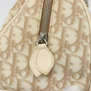 Christian Dior Trotter Canvas Romantic Hand Bag PVC Beige Silver Auth 165275V-15