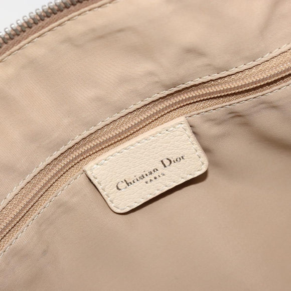 Christian Dior Trotter Canvas Romantic Hand Bag PVC Beige Silver Auth 165275V