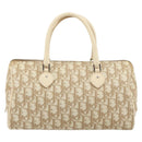 Christian Dior Trotter Canvas Romantic Hand Bag PVC Beige Silver Auth 165275V-3