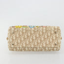 Christian Dior Trotter Canvas Romantic Hand Bag PVC Beige Silver Auth 165275V-9