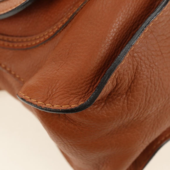 Chloe Marcie Hand Bag Leather 2way Brown Gold Auth 165276V