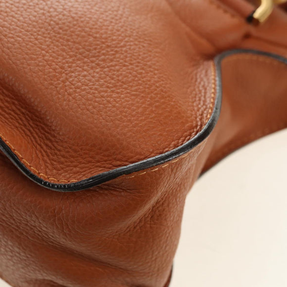 Chloe Marcie Hand Bag Leather 2way Brown Gold Auth 165276V