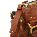 Chloe Marcie Hand Bag Leather 2way Brown Gold Auth 165276V-23