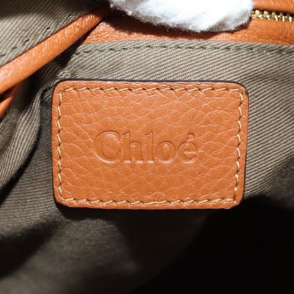 Chloe Marcie Hand Bag Leather 2way Brown Gold Auth 165276V