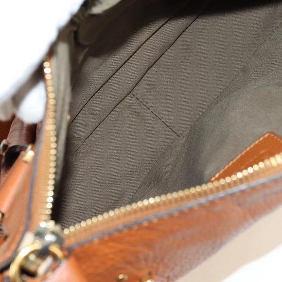 Chloe Marcie Hand Bag Leather 2way Brown Gold Auth 165276V