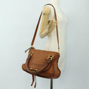 Chloe Marcie Hand Bag Leather 2way Brown Gold Auth 165276V-29