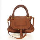 Chloe Marcie Hand Bag Leather 2way Brown Gold Auth 165276V-12