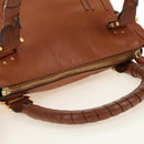 Chloe Marcie Hand Bag Leather 2way Brown Gold Auth 165276V-6