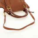 Chloe Marcie Hand Bag Leather 2way Brown Gold Auth 165276V-8