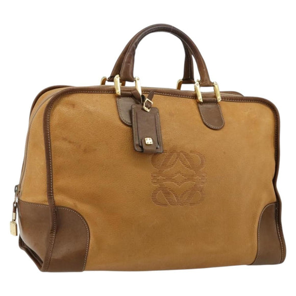 LOEWE Amazona 40 Hand Bag Leather Beige Gold Auth 165278