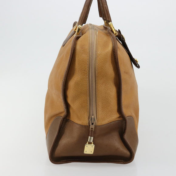 LOEWE Amazona 40 Hand Bag Leather Beige Gold Auth 165278