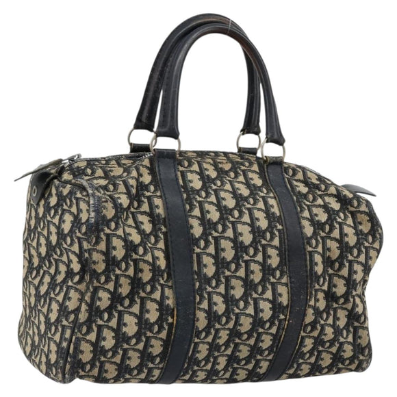 Christian Dior Trotter Canvas Hand Bag Navy Silver Auth 165279