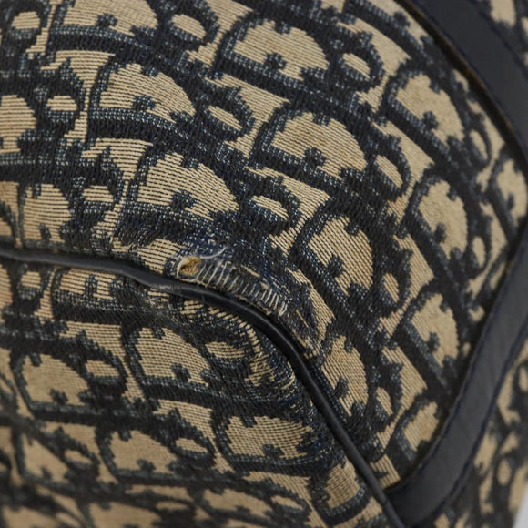 Christian Dior Trotter Canvas Hand Bag Navy Silver Auth 165279