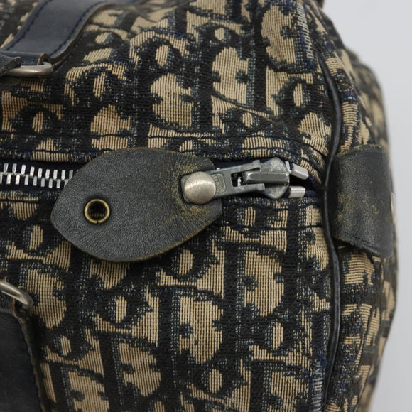 Christian Dior Trotter Canvas Hand Bag Navy Silver Auth 165279