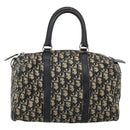 Christian Dior Trotter Canvas Hand Bag Navy Silver Auth 165279-2