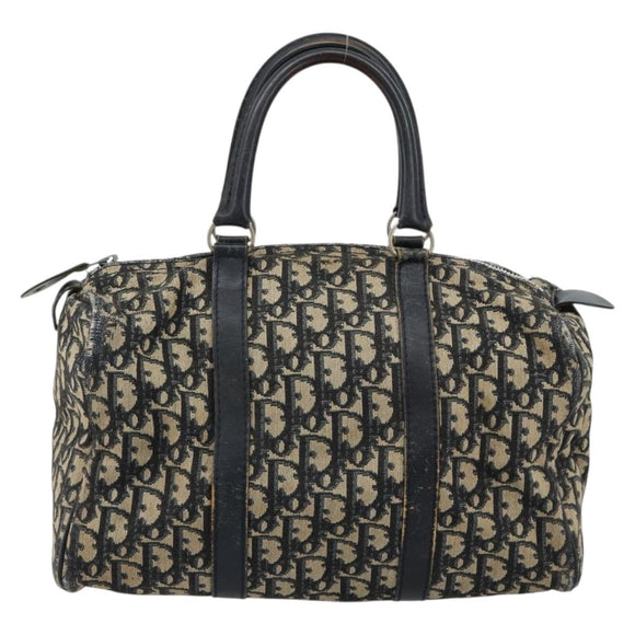 Christian Dior Trotter Canvas Hand Bag Navy Silver Auth 165279