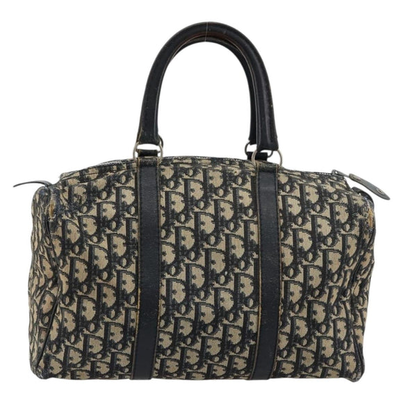Christian Dior Trotter Canvas Hand Bag Navy Silver Auth 165279