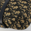 Christian Dior Trotter Canvas Shoulder Bag Navy Gold Auth 165280-13