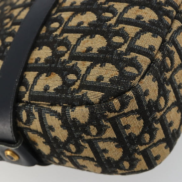Christian Dior Trotter Canvas Shoulder Bag Navy Gold Auth 165280