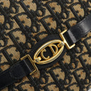 Christian Dior Trotter Canvas Shoulder Bag Navy Gold Auth 165280-14