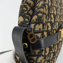 Christian Dior Trotter Canvas Shoulder Bag Navy Gold Auth 165280-15