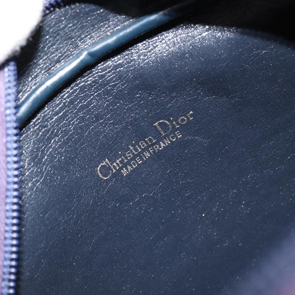 Christian Dior Trotter Canvas Shoulder Bag Navy Gold Auth 165280