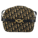 Christian Dior Trotter Canvas Shoulder Bag Navy Gold Auth 165280-2