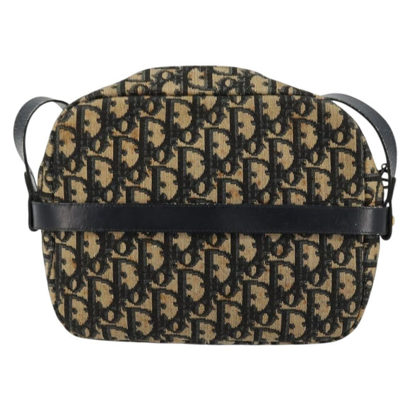 Christian Dior Trotter Canvas Shoulder Bag Navy Gold Auth 165280