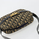 Christian Dior Trotter Canvas Shoulder Bag Navy Gold Auth 165280-6
