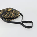 Christian Dior Trotter Canvas Shoulder Bag Navy Gold Auth 165280-7