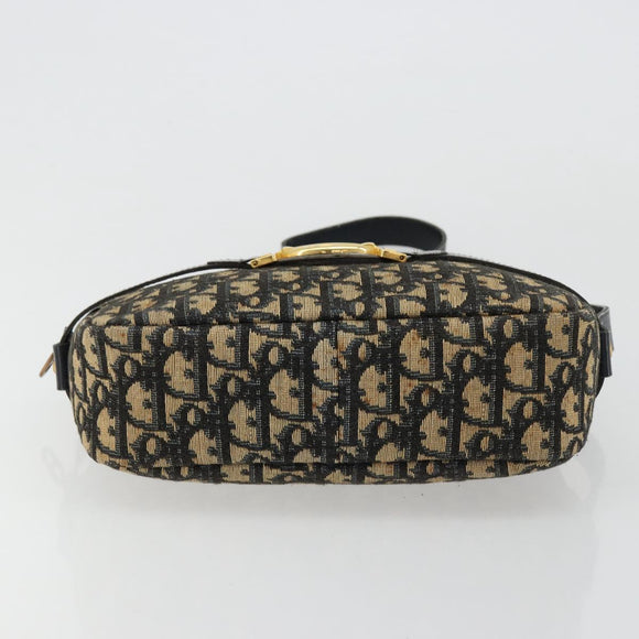 Christian Dior Trotter Canvas Shoulder Bag Navy Gold Auth 165280