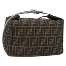 FENDI Zucca Canvas Vanity Hand Bag Black Brown Auth 165292-1