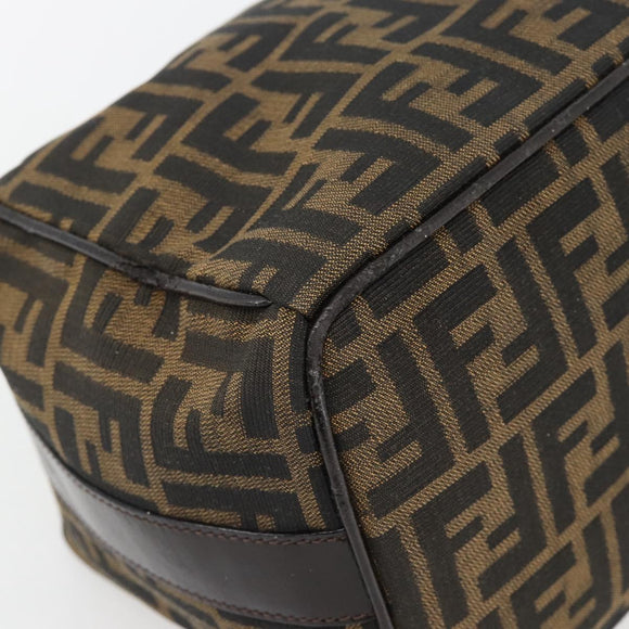 FENDI Zucca Canvas Vanity Hand Bag Black Brown Auth 165292