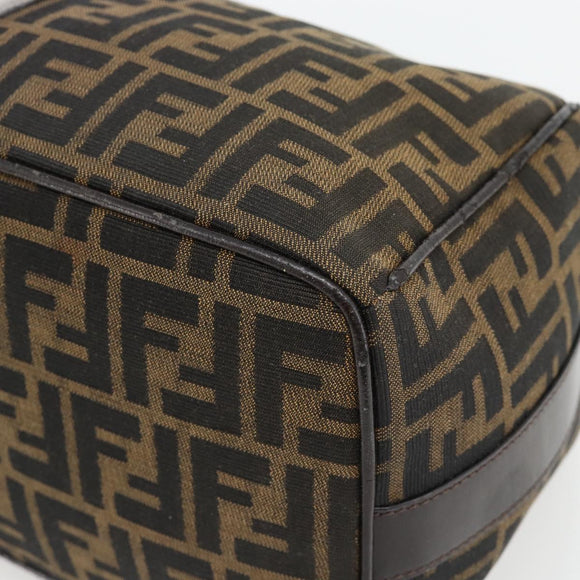 FENDI Zucca Canvas Vanity Handtasche Schwarz Braun Auth 165292