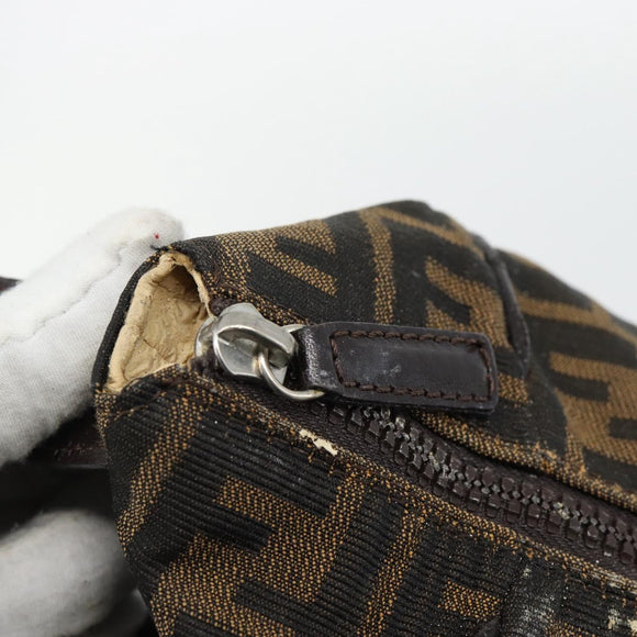 FENDI Zucca Canvas Vanity Handtasche Schwarz Braun Auth 165292