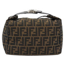 FENDI Zucca Canvas Vanity Hand Bag Black Brown Auth 165292-13