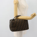 FENDI Zucca Canvas Vanity Hand Bag Black Brown Auth 165292-23