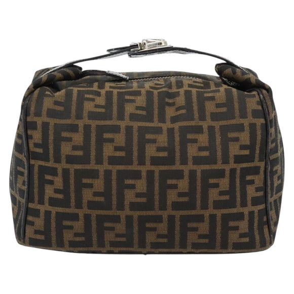 FENDI Zucca Canvas Vanity Handtasche Schwarz Braun Auth 165292