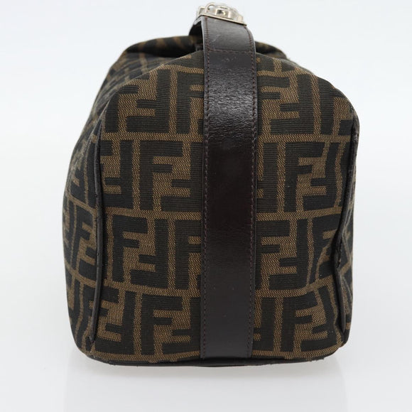 FENDI Zucca Canvas Vanity Hand Bag Black Brown Auth 165292