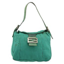 FENDI Mamma Baguette Schoudertas Nylon Turkoois Blauw Zilver Authentiek 165293-13
