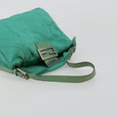 FENDI Mamma Baguette Schoudertas Nylon Turkoois Blauw Zilver Authentiek 165293-7