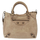 BALENCIAGA The City Hand Bag Leather 2way Beige 235216 Auth 165294A-13