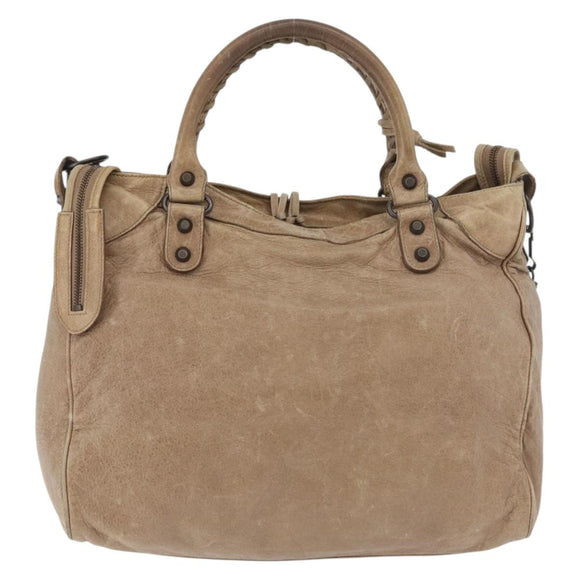 BALENCIAGA The City Hand Bag Leather 2way Beige 235216 Auth 165294A