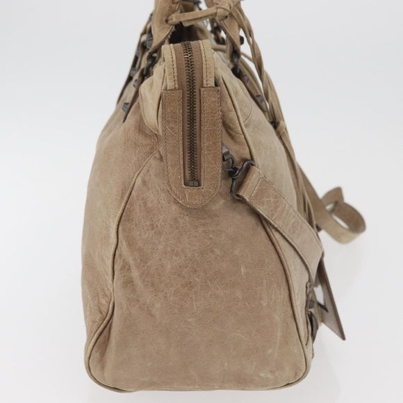 BALENCIAGA The City Hand Bag Leather 2way Beige 235216 Auth 165294A