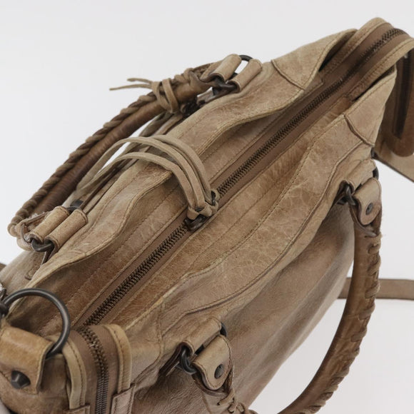 BALENCIAGA The City Hand Bag Leather 2way Beige 235216 Auth 165294A