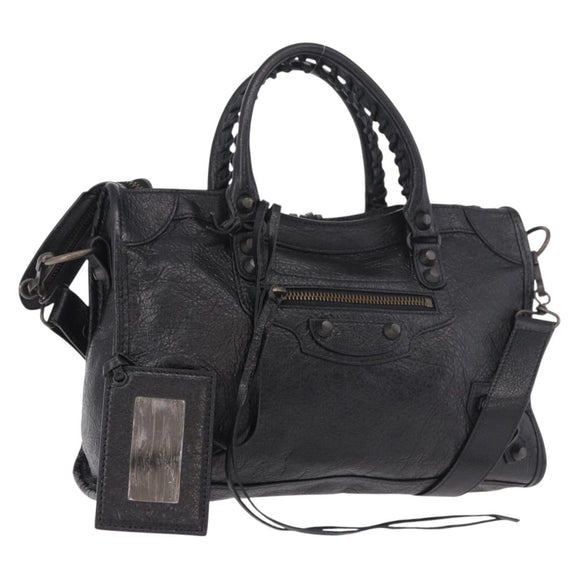 BALENCIAGA Classic Mini City Hand Bag Leather 2way Black 115748 Auth 165295SAM
