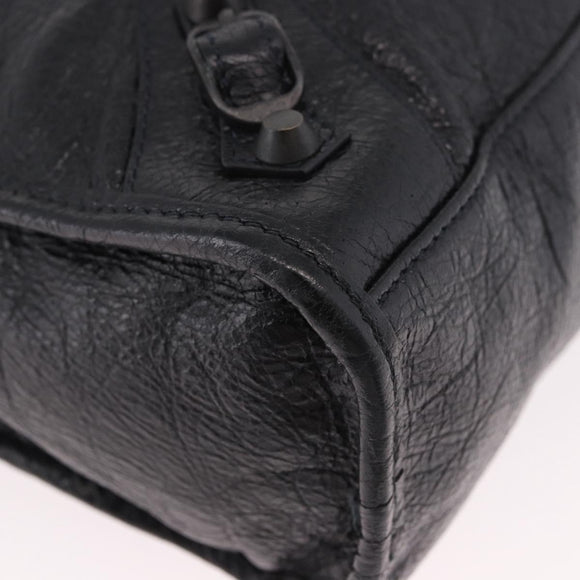 BALENCIAGA Classic Mini City Hand Bag Leather 2way Black 115748 Auth 165295SAM