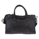 BALENCIAGA Classic Mini City Hand Bag Leather 2way Black 115748 Auth 165295SAM-2